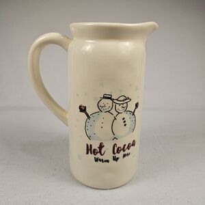 Rae Dunn RARE Discontinued Magenta Snowman Christmas Pitcher Hot Cocoa Pour